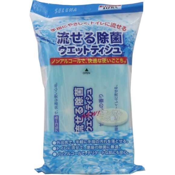 Flushable Sanitizing Wet Wipes – Soap Scent, 10 Sheets × 3 Pack