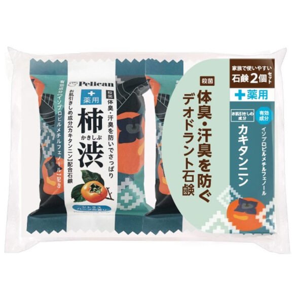 Family Soap Medicated Kaki-Shibu (Persimmon Tannin) – Citrus Herb Scent, 80g × 2 Pack
