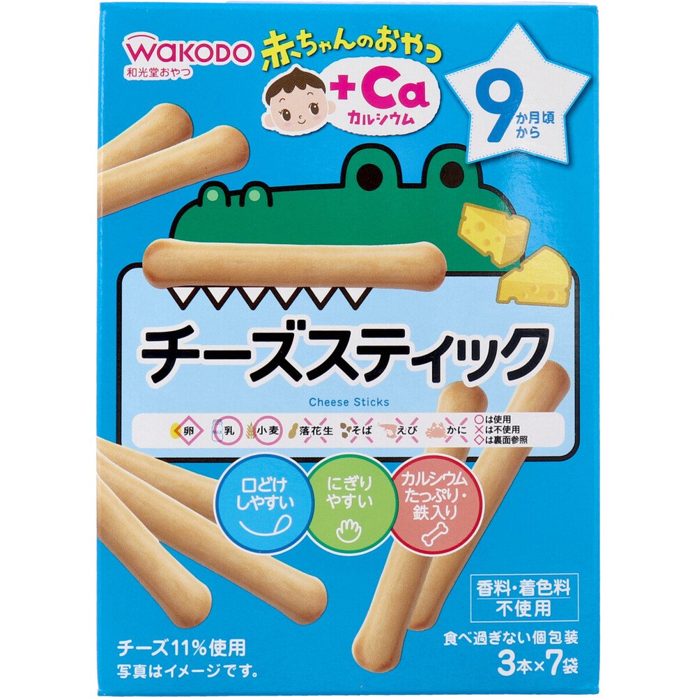 Wakodo Baby Snack + Ca – Cheese Sticks, 3 Sticks × 7 Packs