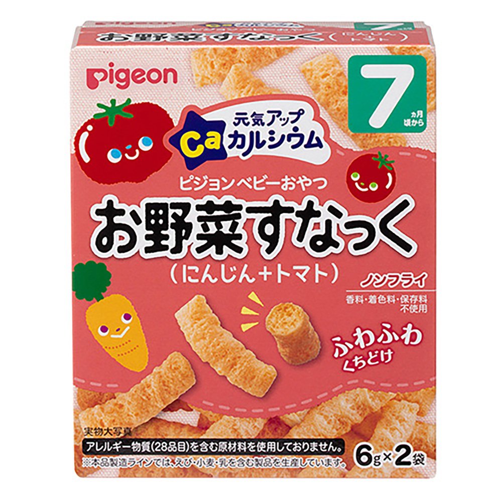 Pigeon Baby Snack – Energy-Up Calcium Vegetable Snack, Carrot + Tomato, 6 g × 2 Packs