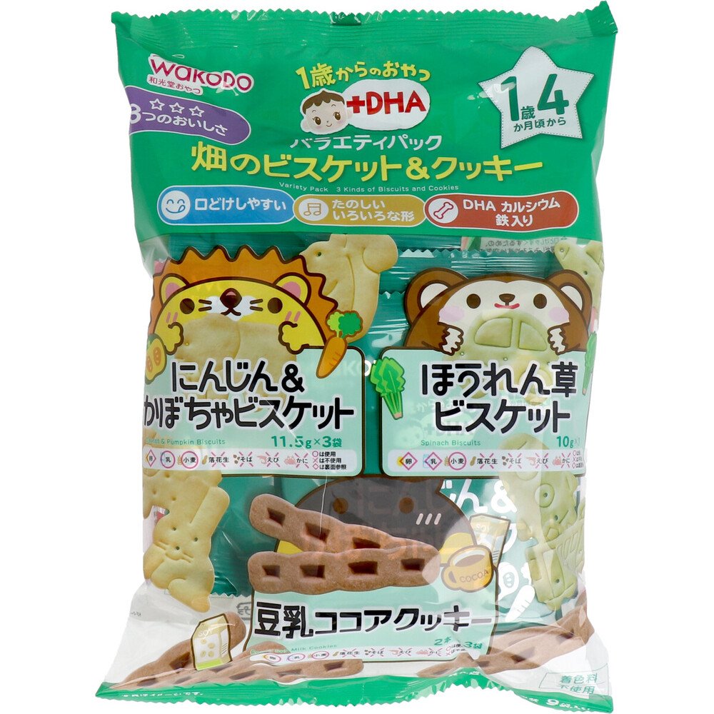 Wakodo Baby Snack + DHA for 1-Year-Olds – Variety Pack: Farm Biscuits & Cookies