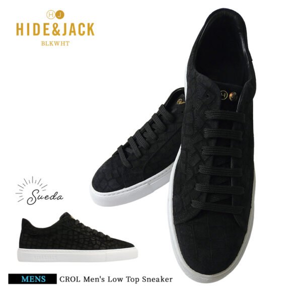 HIDE & JACK Men’s Croco Suede Sneakers – Black