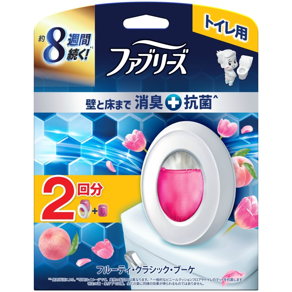 Febreze Toilet Deodorizer Premium Series + Antibacterial Fruity Classic Bouquet + 2 Refills