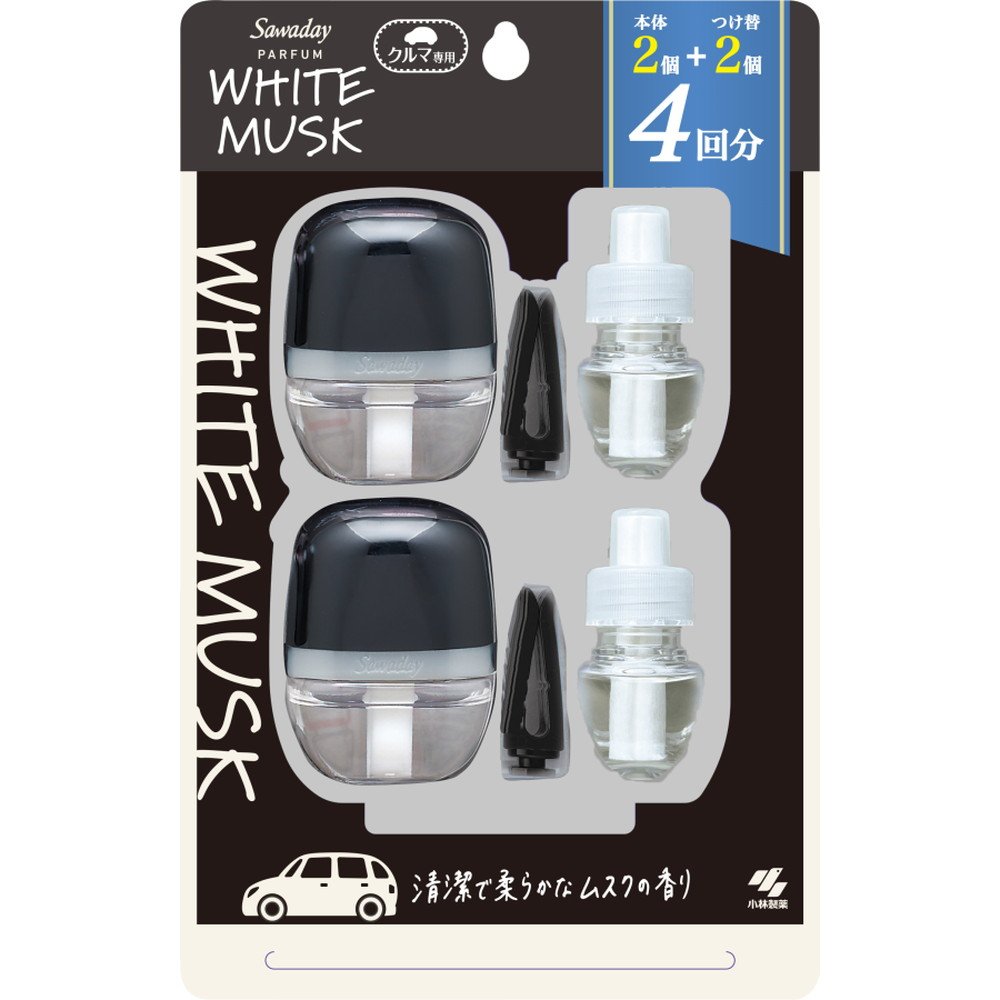 Sawaday Car-Specific Clip Perfume White Musk (2 main units + 2 replacements)