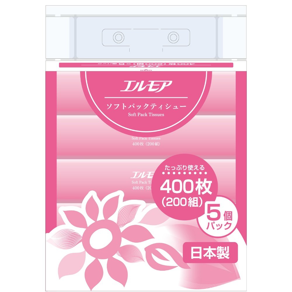 Elmore Soft Pack Tissues, Pink (5-pack)