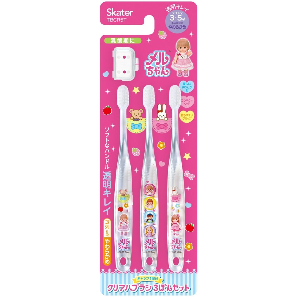 Clear toothbrush set of 3, featuring Mell-chan (TBCR5T)